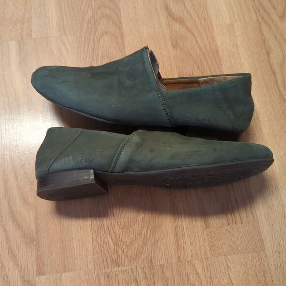 Born Hailey Loafer Womens 9.5M Green Leather Casual Slip On Notched - Picture 5 of 10